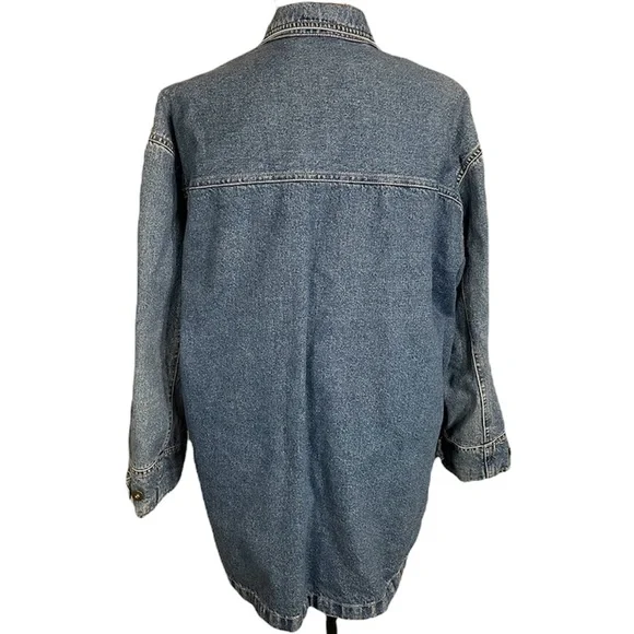Vintage Liz Claiborne Toggle Heavy Plaid Lined 100% Cotton Jean Jacket Coat Sz M - Picture 9 of 16